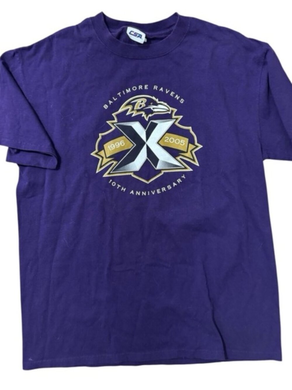 VTG Baltimore Ravens Men's NFL Collectible 10th Anniversary Short Sleeve T-Shirt